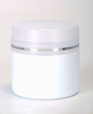 צנצנת לבנה פלסטי 100 מ"ל פס כסף