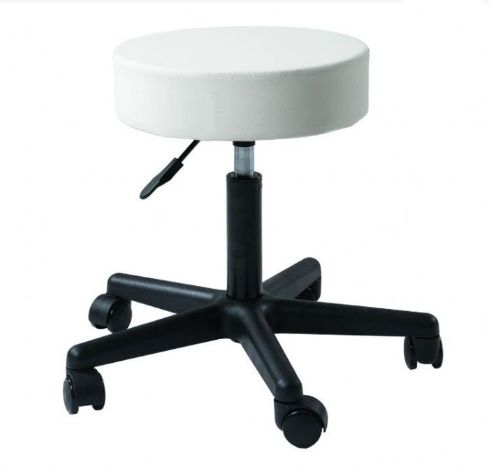 כיסא עגול פנאומטי איכותי ללא משענת (קוטר 34 ס"מ) צבע לבן