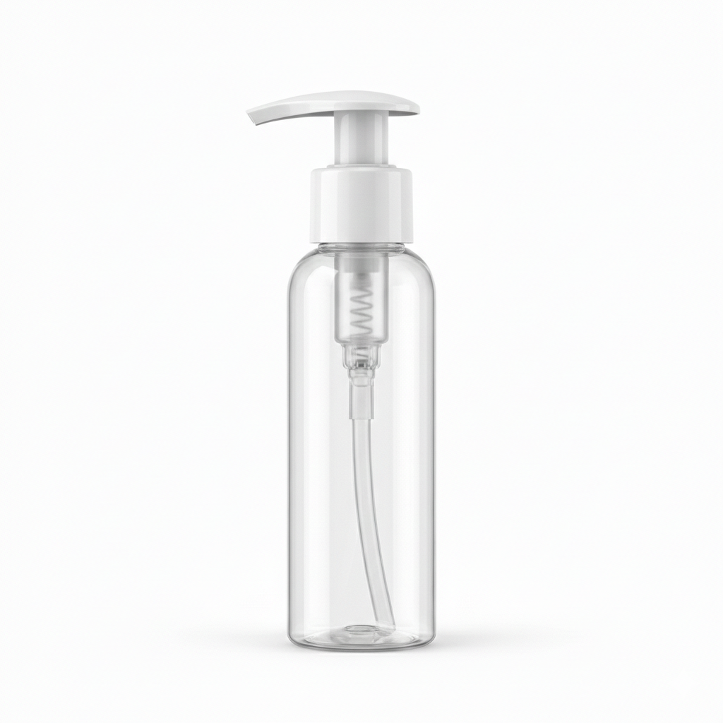 בקבוק שקוף PET 120 מ"ל עם משאבה