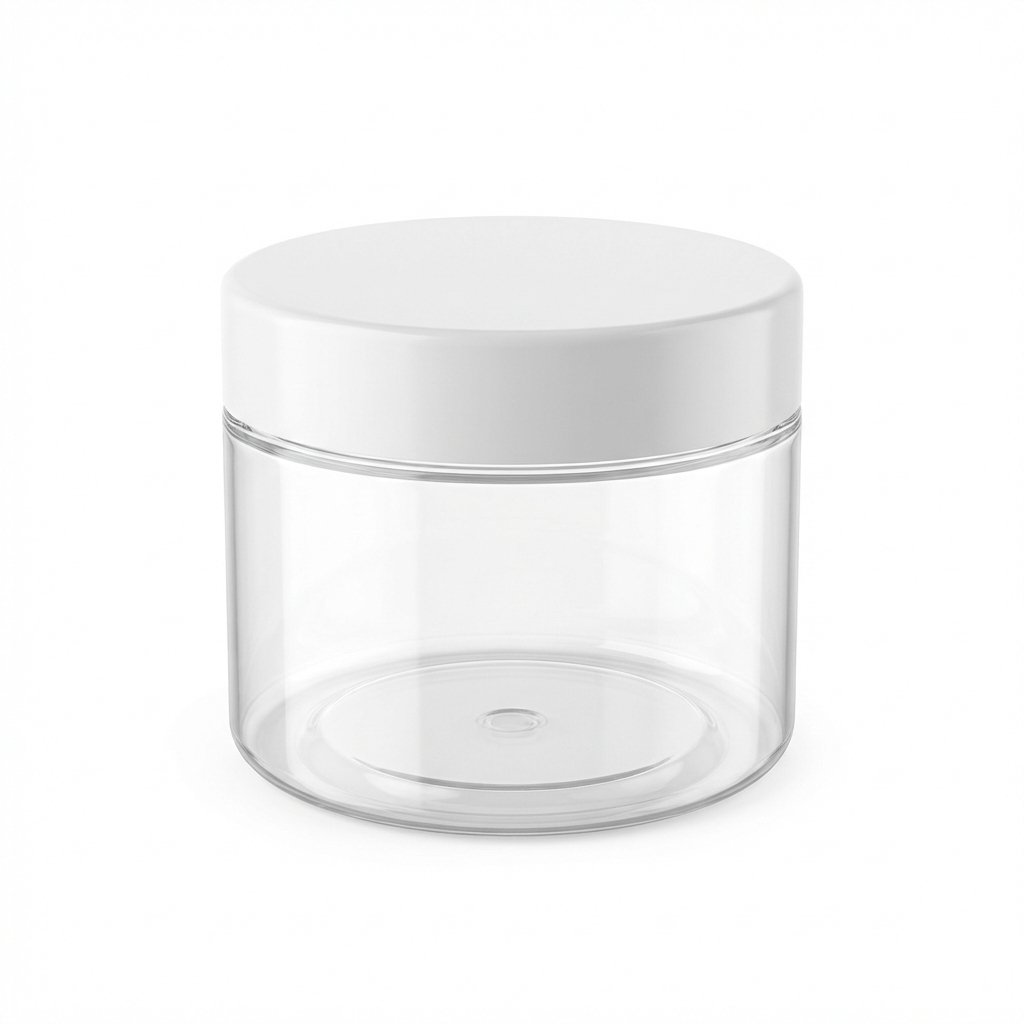 צנצנת פלסטי שקופה 500 מ"ל עם מכסה לבן